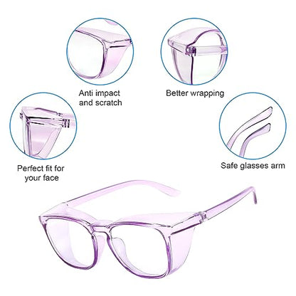 Stylish Safety Glasses Goggles for Women Girls Anti-fog Glasses Protective Eyewear Clear Glasses - color: Purple