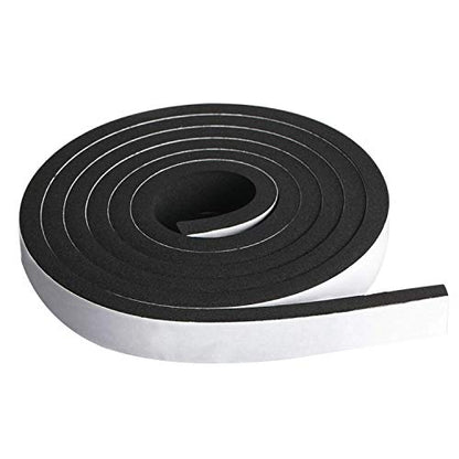 Neoprene Foam Strip Roll by Dualplex, 1" Wide x 10' Long x 1/4" Thick, Weather Seal High Density Stripping with Adhesive Backing – Weather Strip Roll Insulation Foam Strips - size: 1" Wide X 10' Long X 1/4" Thick