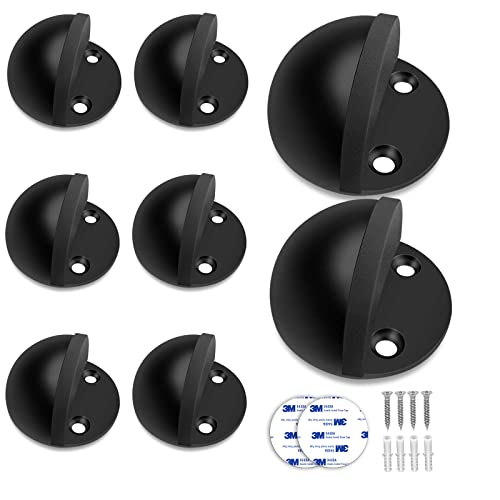 8 Pack Door Stoppers Self Adhesive Floor Mounted Door Stops No Drill Rubber Bumper, Stainless Steel Doorstop for Living Room, Bedroom, Bathroom, Office - color: Black, size: 8 Pack