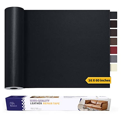 Leather Repair Patch Tape Kit, Self Adhesive Leather Repair for Furniture, Couch, Sofa, Car Seats,Office Chair,Vinyl Repair Kit.60inx16in - color: Black, size: 60 in X 16 in