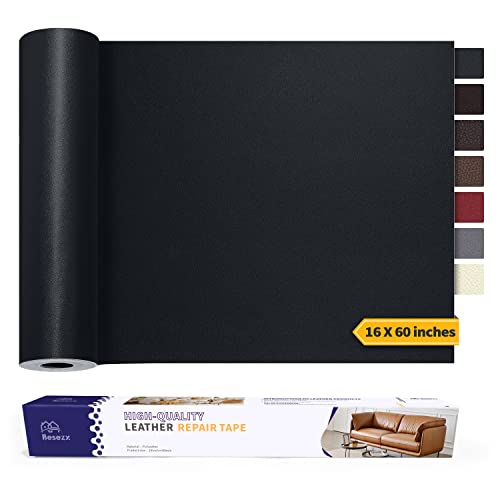 Leather Repair Patch Tape Kit, Self Adhesive Leather Repair for Furniture, Couch, Sofa, Car Seats,Office Chair,Vinyl Repair Kit.60inx16in - color: Black, size: 60 in X 16 in
