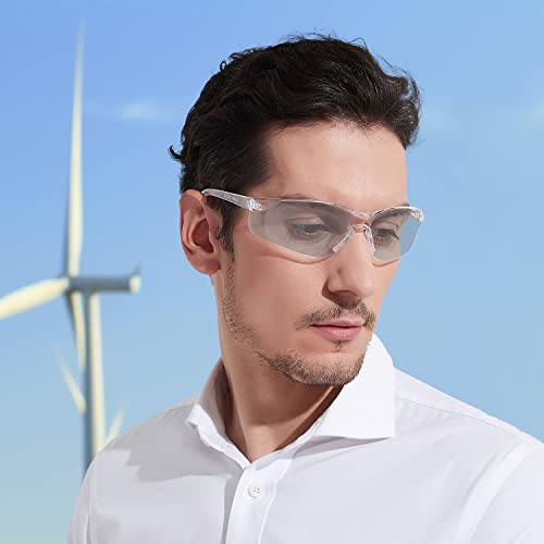 ProtectX Safety Glasses for Men & Women, Safety Sunglasses with Anti-Fog Scratch Resistant Lenses, Non-Slip Grips, ANSI Z87.1 - color: Olympus Indoor/Outdoor 2 Pk