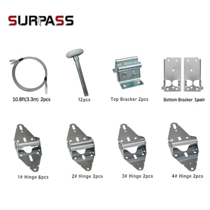 Surpass Garage Door Hardware Kit Roller/Hinge/Top Bracket/Wire Rope (for 8' Height Garage Doors)