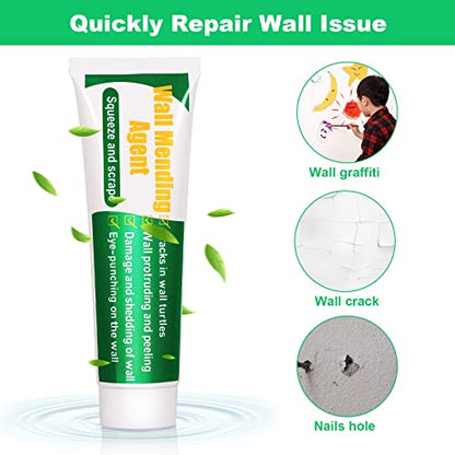 Drywall Repair Kit, 2 Pack Spackle Wall Repair Patch Kit with Scraper, Wall Mending Agent Large Hole Drywall Patch, Easy to Fill Holes in Home Wall and Quick Repair Crack, Plaster Wall Repair - color: 2 Pack