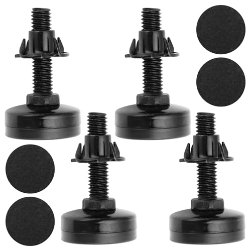 Luomorgo 4 Pcs Adjustable Leveling Feet with T-Nut, Anti Skid 3/8"-16 x 1.5 Threaded Furniture Levelers, Heavy Duty Appliance Feet for Cabinet, Table, Sofa, Mechanical Equipment