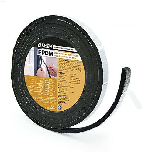 Alenor EPDM Black Foam Insulation Tape Self Adhesive 1/3"x1" x 16' Ft –Pack of 1- Weather Stripping for Doors & Windows,Soundproofing,Door Seal,Weatherstrip,Pipe Cooling,Air Conditioning Seal Strip - size: 1/3"x1" x 16' Ft
