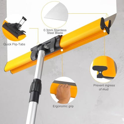Skimming Blade Set, Drywall Tools with 12"+22"+32" Stainless Steel Blades + Adjustable 35"-62" Aluminum handle, Drywall Smoothing Knockdown Knife on Walls, and Plaster Surfaces