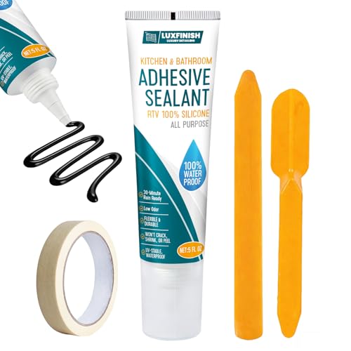 Silicone Sealant – 100% Waterproof, Flexible & Shrink Proof Caulk for Bathroom, Kitchen, Windows, Automotive - Strong Adhesion Sealant for Cracks, Gaps, Leaks 150ML/5Oz (Black) - color: BLACK