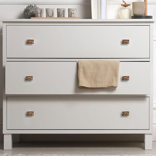 4 Pack Rectangular Black Drawer Pulls with Screws for Cabinets Bookcase Drawers Drawer, Animal Leopard Print - color: color31452
