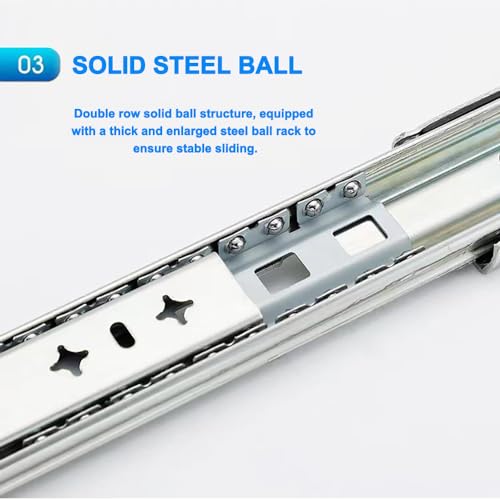 Hitess 1 Pair 52 Inch Heavy Duty Drawer Slides with Lock 250lb Load Capacity,Full Extension Side Mount Ball Bearing Drawer Rails - size: 52 Inch