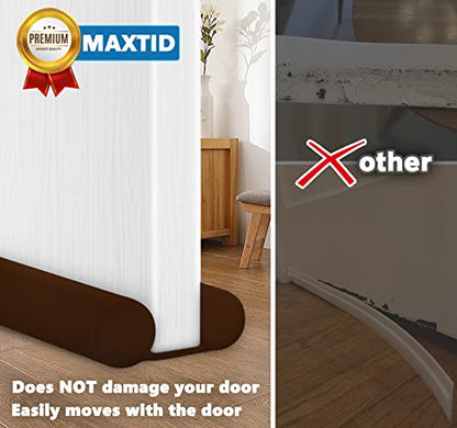 MAXTID Brown Door Draft Stoppers, Adjustable 32"-38", Double Sided, Insulation Strip, Air Stopper, Gap Filler - color: Brown, size: 38 in