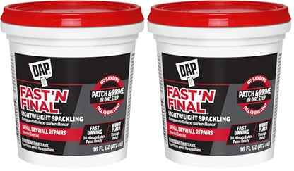 DAP Fast 'N Final Lightweight Spackling, White, 16 Oz (7079812141) (Pack of 2) - size: 16 Fl Oz (Pack of 2)