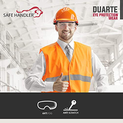 SAFE HANDLER Duarte Premium Safety Glasses Over Eyeglasses; ANSI Z87.1 Impact Resistant Polycarbonate Lenses with Anti-Fog & Scratch, UV400 Protection Safety Goggles (144 Pairs) - style: 144 Pairs
