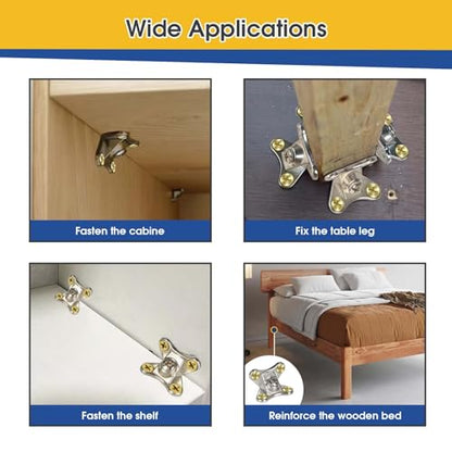 12 Pack L Bracket Detachable Corner Brace Removable Butterfly Corner Brace Heavy Duty Right Angle Corner Brace for Wood Furniture Cabinet Shelves Table Chair Bed