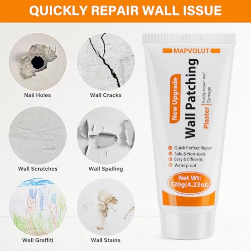 MAPVOLUT Drywall Repair Kit, 2 Pack Wall Mending Agent with 2 Scraper, Proective Gloves, Quick and Easy Solution to Fill The Holes and Crack for Home Wall, Plaster Wall Dent Repair