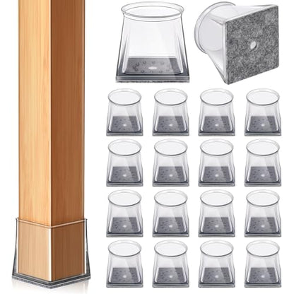 32 Pcs Square Chair Leg Floor Protectors, Clear Silicone Chair Leg Caps Covers Sliders for Hardwood & Tile Floors, Stay-On Tight Fit Design, Scratch-Free & Noise Reduction (S Fits: 3/4" to 1-1/16") - size: Square S