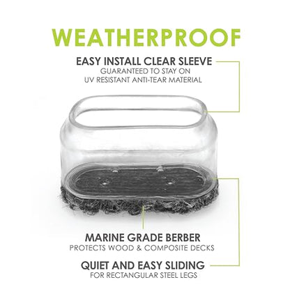 Slipstick GorillaOutdoor Berber Furniture Feet Pads with Clear Sleeve Sock (8 Pack) Weatherproof Outdoor Furniture Sliders for Medium Rectangular Legs - size: Rectangular Medium