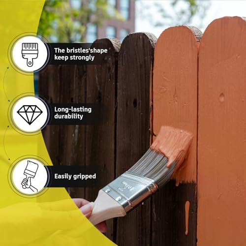 Mister Rui Paint Brush, 2.5 Inch Angled Paint Brush Professional Sash Brush for Trim, Cabinets, Door, Ergonomic Long Handle, Smooth Finish for Oil & Latex Paint - size: 1PCS, 2.5" Angled