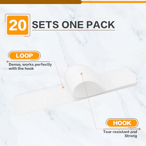 KING MOUNTAIN 1x2 Inch Hook and Loop Strips, 20 Sets Nylon Self Adhesive Tape, Double Sided Strong Back Adhesive Tape and Dots for Office, Home and Crafting, Heavy Duty, White - size: 1*2in, style: White Tape
