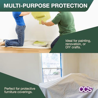 CCS Canvas Drop Cloth for Painting – All Purpose Cotton Duck Cloth Tarp for Curtains, Tablecloths, Backdrops – Washable & Reusable Floor Cover & Dust Sheet for Furniture (20x20 Ft) - size: 20 By 20 Feet