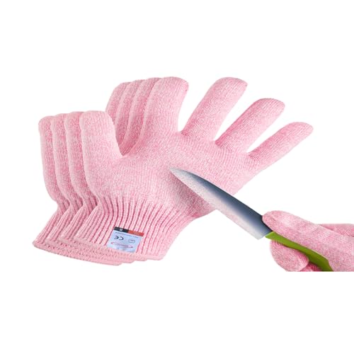 2 Pairs Cut Resistant Gloves for Kids 4-6 Years, Level 5 Protection Cutting Gloves Food Grade for Cooking, Whittling, Wood Carving, Gardening and DIY(Pink-XXXS) - color: Pink, size: XXX-Small (Pack of 4)