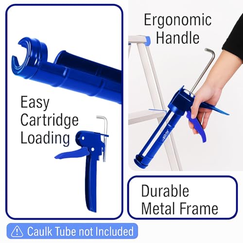 ADAK - Professional Caulking Gun, 10:1 Thrust Ratio, Caulking Gun No Drip, Hand Tool for Silicone & Sealant Application, Smooth Pressure Caulk Gun, Caulking Gun Tool (Blue) - color: Blue