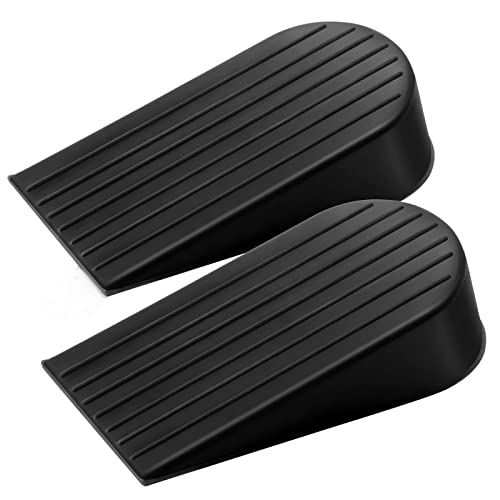2 Pack Black Extra Large Door Stopper, High 1.9 Inches Big Door Stop for Floor Rubber Doorstop Wedge, Door Gaps and Prevent The Lock-Outs, Floor Sturdy Door Stopper for Heavy Duty Bottom of Door - color: Black, size: Standard 2 Pack