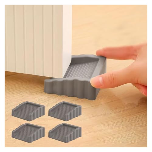 Rubber Door Stoppers Wedge，Bidirectional Door Stops，Small Size Cube Doorstop，Grey，4Pack - color: Greyx4