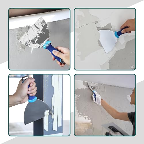 Bates- Putty Knife, 6 Inch, Carbon Steel, Flexible, Metal Scraper with Hammer End, Spackle Knife, Drywall Spackle, Metal Paint Scraper Tool, Putty Knife Scraper, Wall Scraper, Putty Scraper - color: Blue, size: 6 Inch