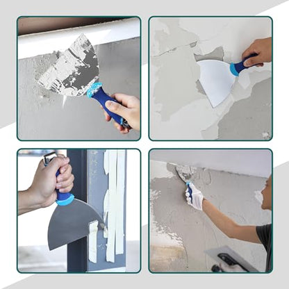 Bates- Putty Knife, 6 Inch, Carbon Steel, Flexible, Metal Scraper with Hammer End, Spackle Knife, Drywall Spackle, Metal Paint Scraper Tool, Putty Knife Scraper, Wall Scraper, Putty Scraper - color: Blue, size: 6 Inch