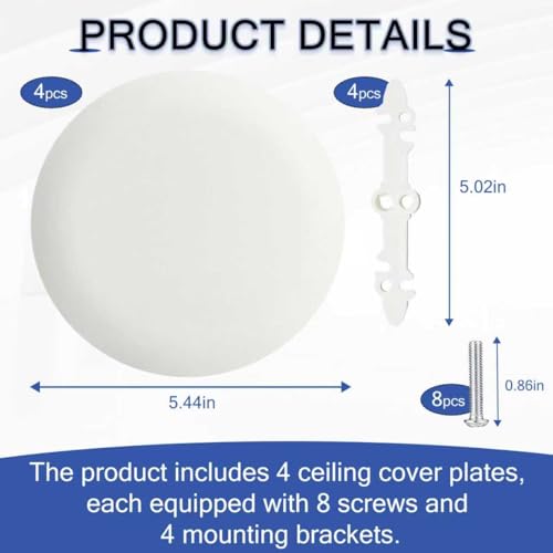 4Pcs ﻿CP3540 Ceiling Cover Plate, Round Electrical Box Cover for 3.5-4 Inch Holes, Wall Smog Detector Light Fan Fixture Hole Concealer - color: 4Pcs ﻿CP3540
