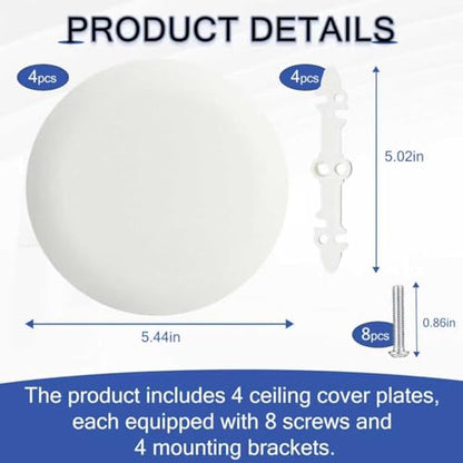 4Pcs ﻿CP3540 Ceiling Cover Plate, Round Electrical Box Cover for 3.5-4 Inch Holes, Wall Smog Detector Light Fan Fixture Hole Concealer - color: 4Pcs ﻿CP3540