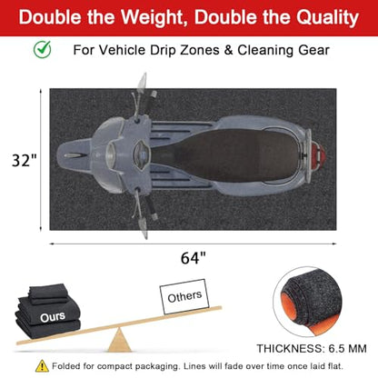 Golener Oil Spill Mat - 64”x32” Garage Floor Mat for Under Car, Rubber Floor Mats, Absorbent Oil Mat, Protect Floor from Spills & Stains, Waterproof, Reusable, Washable, Durable, Heavy Duty, Black - size: 64" x 32"