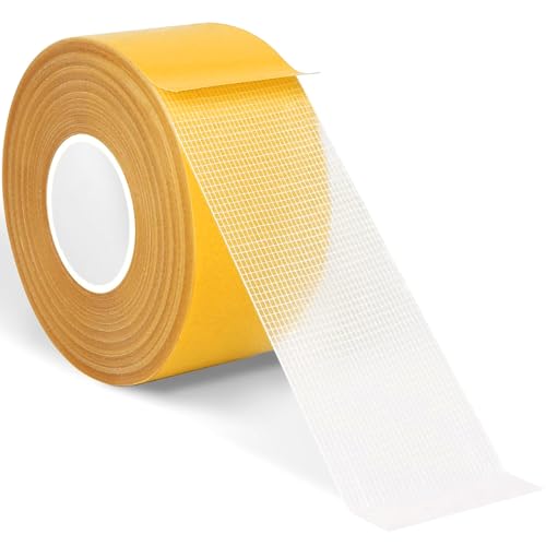 KAIYUER Thin Double Sided Rug Tape Heavy Duty,2" x 66 FT,Carpet Tape for Rug Fixed,Wall,mats and Woodworker, Super Sticky Cloth Tape,Residue Free - size: 2"x66FT