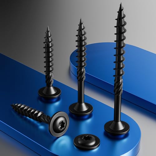 Wensilon (1 lbs)#8 x 3/4" Lag Screws, Structural Wood Screw, Heavy Duty Construction Screw, Rust Resistant, Washer Head, Black Coated Exterior Wood Screws, Star Drive with Bit - color: Black, size: #8 x 3/4"