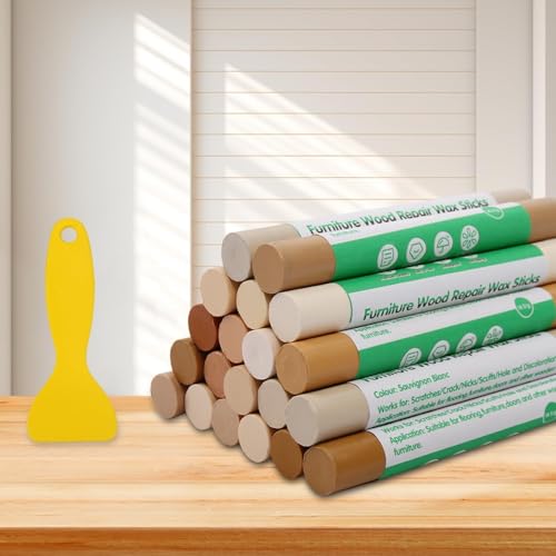 Furniture Markers Touch Up, 20 Colors Wood Filler Sticks, Wood Wax Crayons for Repairing Scratches, Scuffs, Cracks, Holes on Furniture, Floors, Cabinets, Tables, and Doors - Brown Series - color: Brown Series