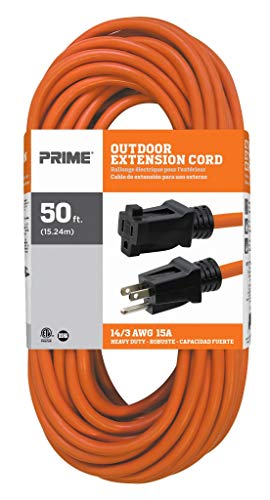 Prime Wire & Cable EC501730 50-Foot 14/3 SJTW Heavy Duty Outdoor Extension Cord, Orange