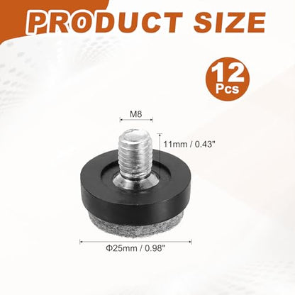 uxcell 12 Pcs Adjustable Furniture Leg Levelers, M8 x 1" x 0.4" Threaded Screw-in Leveling Feet Pad Floor Protector for Tables Cabinets Chairs Sofa Outdoor Furniture Feet, Black - size: M8 x 1" x 0.4"
