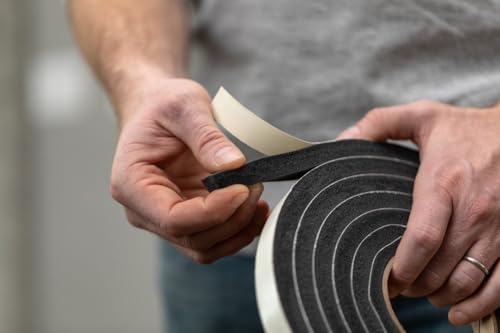 Duck Brand Self Adhesive Foam Weatherstrip Seal for Extra Large Gaps, 20 Total Feet, Window and Door Seal Strip Foam Tape, 3/8-Inch Wide x 5/16-Inch Thick x 10-Feet Long, 2 Rolls, Charcoal (285645)