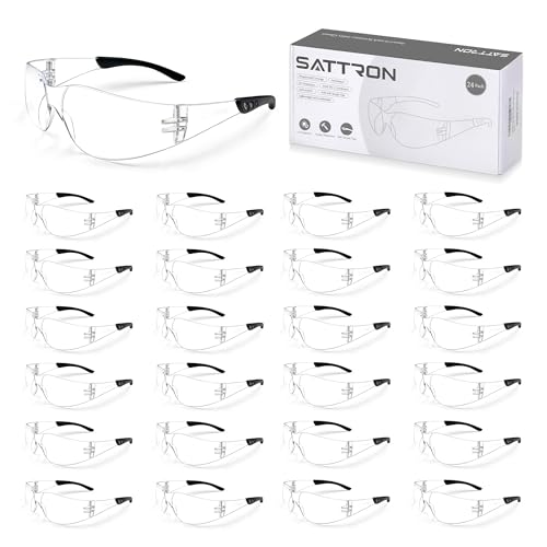Clear Safety Glasses 24PK, Protective Eyewear Polycarbonate Lens with Rubber Temples ANSI Z87.1 Anti-Scratch Impact Resistant Eye Protection for Work, Lab, Construction Clear Lens/Black Frame - color: 24pack Clear Lens/Black Frame