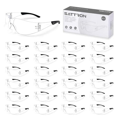 Clear Safety Glasses 24PK, Protective Eyewear Polycarbonate Lens with Rubber Temples ANSI Z87.1 Anti-Scratch Impact Resistant Eye Protection for Work, Lab, Construction Clear Lens/Black Frame - color: 24pack Clear Lens/Black Frame