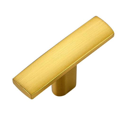 1 Pack Gold Cabinet Knobs - Curved Cabinet Pulls Brushed Brass Knobs for Kitchen Cabinet Drawer Solid Dresser Knobs for Cabinet Hardware 1-3/4in Length Single Hole - color: Brushed Brass, size: 1 Pack, style: Curved