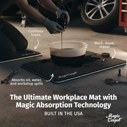Magic Carpet® DIY Work Mat and Kneeling Pad (1-Pack) | 19.75″ × 33″ | Heavy-Duty Absorbent & Puncture-Resistant Pad for Garage, Crafts, & Gardening | Washable | Made in USA | Recycled Material - size: Large | 19.75" x 33"