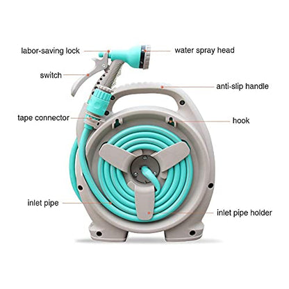 YEFA Retractable Garden Hose Reel - Convenient 50 FT Portable Hose with 6-Function Spray Nozzle for Versatile Watering, Cleaning, and More (Blue) - color: Blue