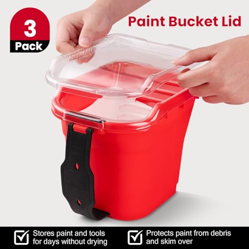 Mister Rui Paint Brushes, Paint Cup with Paint Bucket Liners, 2 Inch Paint Brush, Professional Paint Brush Set for Smooth Finish, Wall, Furniture, Trim - size: 1PCS, 2" Short, Red Paint Cup