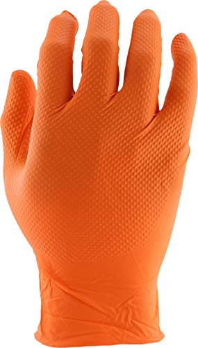 West Chester PosiGrip 2940 7 MIL Industrial Grade Nitrile Gloves – [Pack of 90] Orange, X-Large, Powder-Free Gloves with Diamond Embossed Textured Palm - size: X-Large