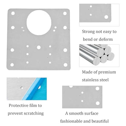 4Pcs 3.54 x 3.54 Inch Cabinet Hinge Repair Plate, Stainless Steel Hinge Repair Brackets with Fixing Screws for Kitchen Cabinets, Cupboard Doors, Furniture(8 Holes) - size: 4Pcs 8 holes