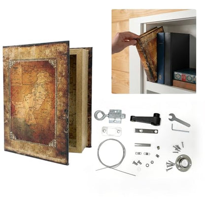 TamBee Hidden Bookcase Door Book Latch and Lock, Secret Book Latch Hidden Door Kit for Bookshelf Doors, DIY Secret Doors for Home Office, Storage, Safe Room