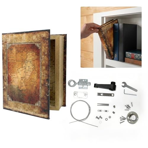 TamBee Hidden Bookcase Door Book Latch and Lock, Secret Book Latch Hidden Door Kit for Bookshelf Doors, DIY Secret Doors for Home Office, Storage, Safe Room