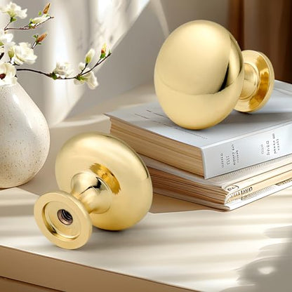 Probrico (5 Pack Gold Cabinet Knobs Round Drawer Handles 1-3/16 inch(29.5mm) Diameter Single Hole Cabinet Pulls Kitchen Cabinet Hardware - color: Gold